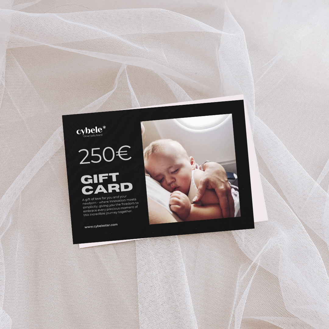 Cybele Star 250€ Gift Card, the ultimate present for new parents, allowing them to choose from Stellar™, Lumen™, or the Pro Bundle for a seamless parenting experience.